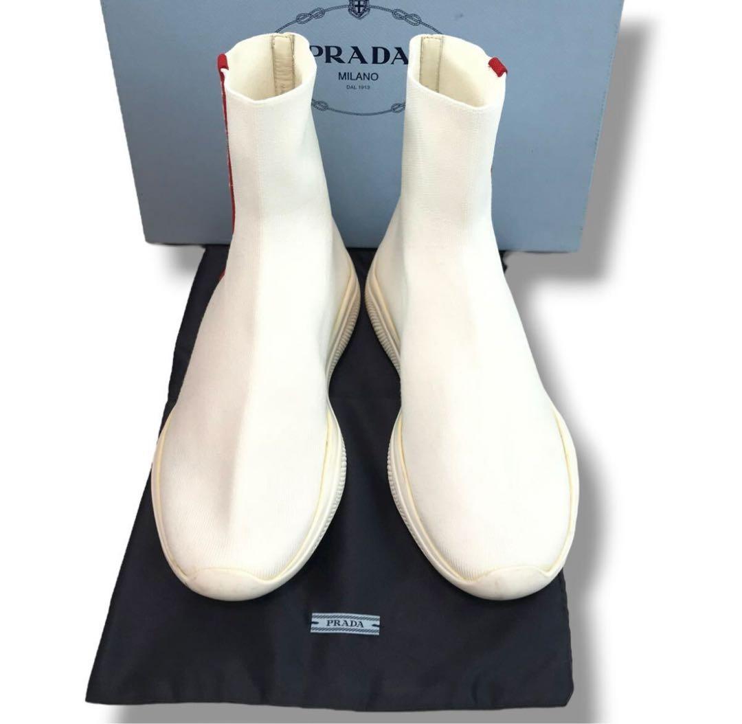 【PRADA】プラダ❤️ソックススニーカー・ショートブーツ✨ホワイト 37✨