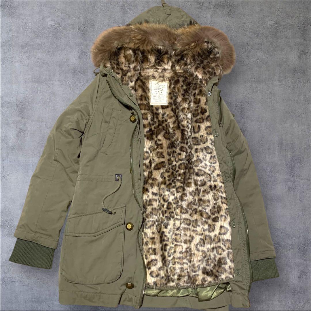 y2k グランジ　平成ギャル モッズコート　ヒョウ柄　ファー付き　3way