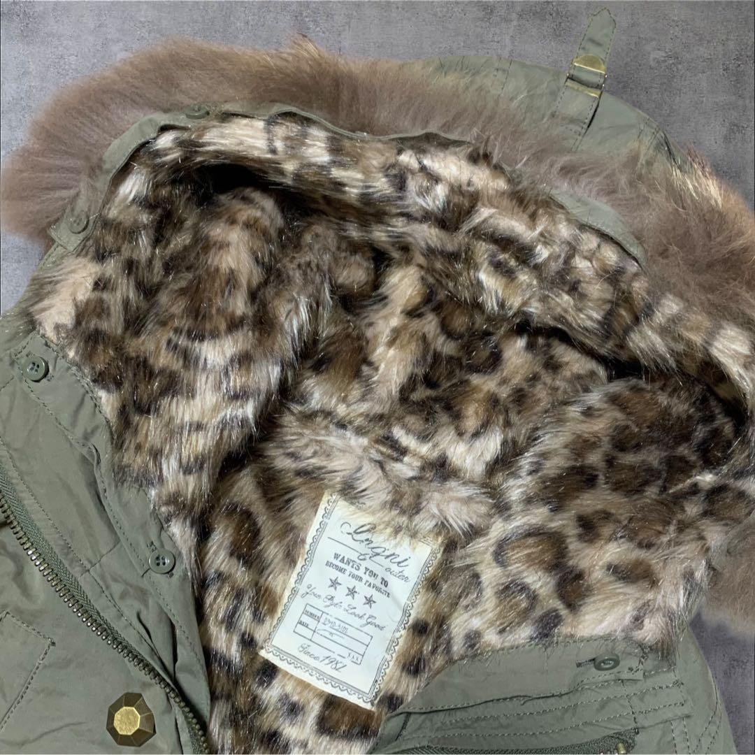 y2k グランジ　平成ギャル モッズコート　ヒョウ柄　ファー付き　3way