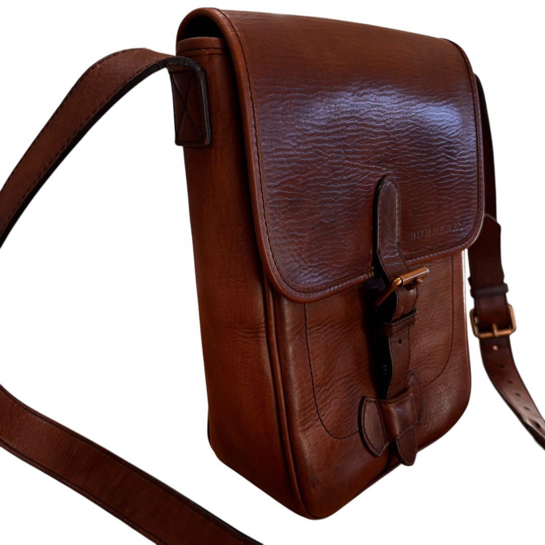 Burberry バーバリー　本革　ショルダーバッグ 茶 ヴィンテージ　レザー