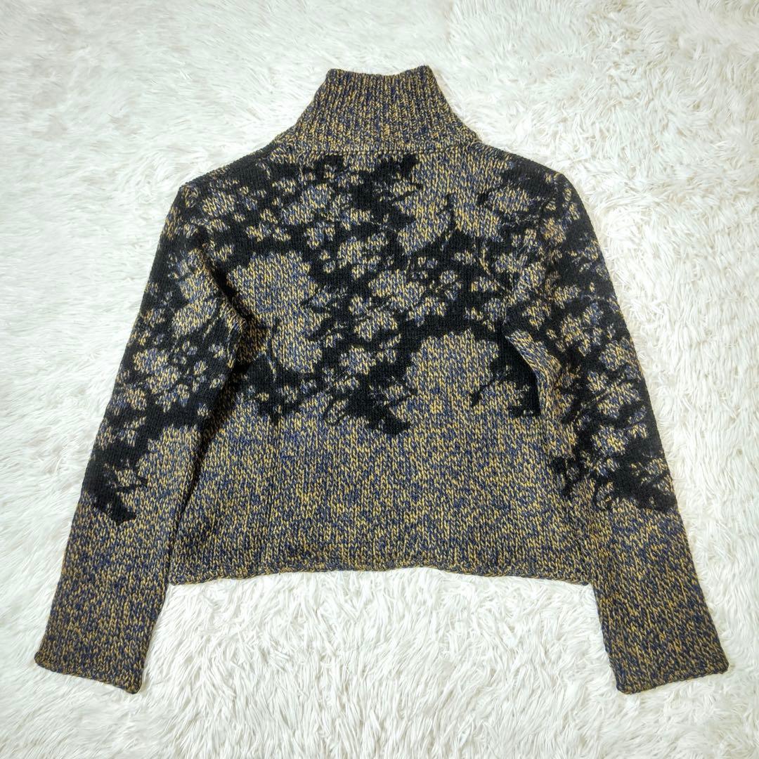 エトロ　ニット　ジャガード織り　変形ハイネック　羊毛　イタリア製　アート柄　44