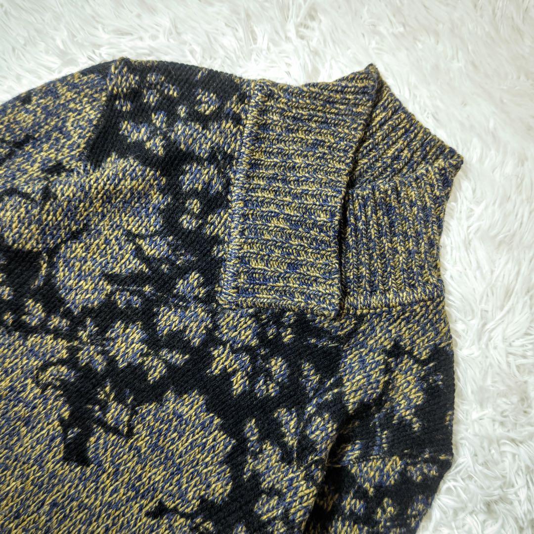 エトロ　ニット　ジャガード織り　変形ハイネック　羊毛　イタリア製　アート柄　44