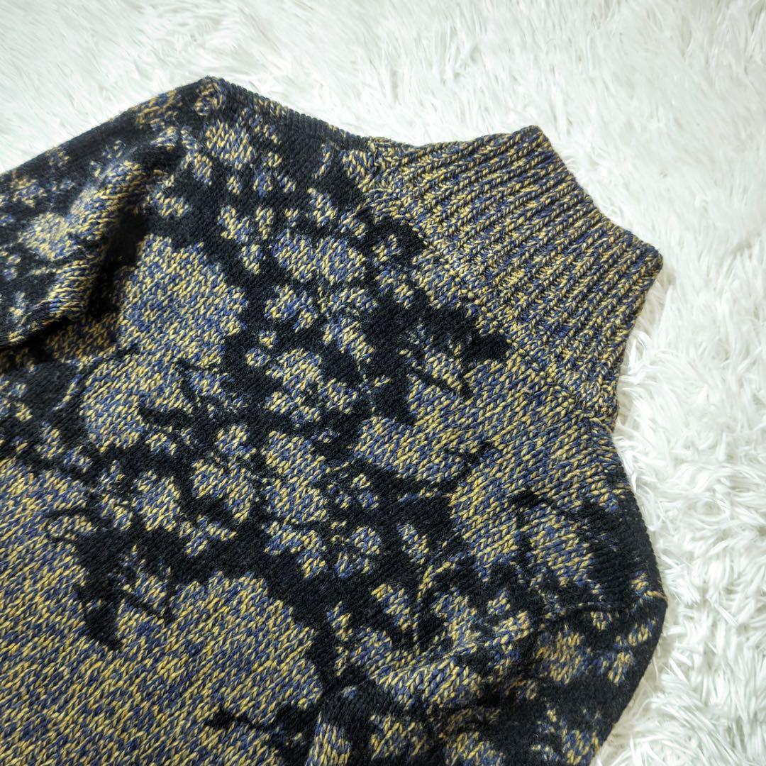 エトロ　ニット　ジャガード織り　変形ハイネック　羊毛　イタリア製　アート柄　44
