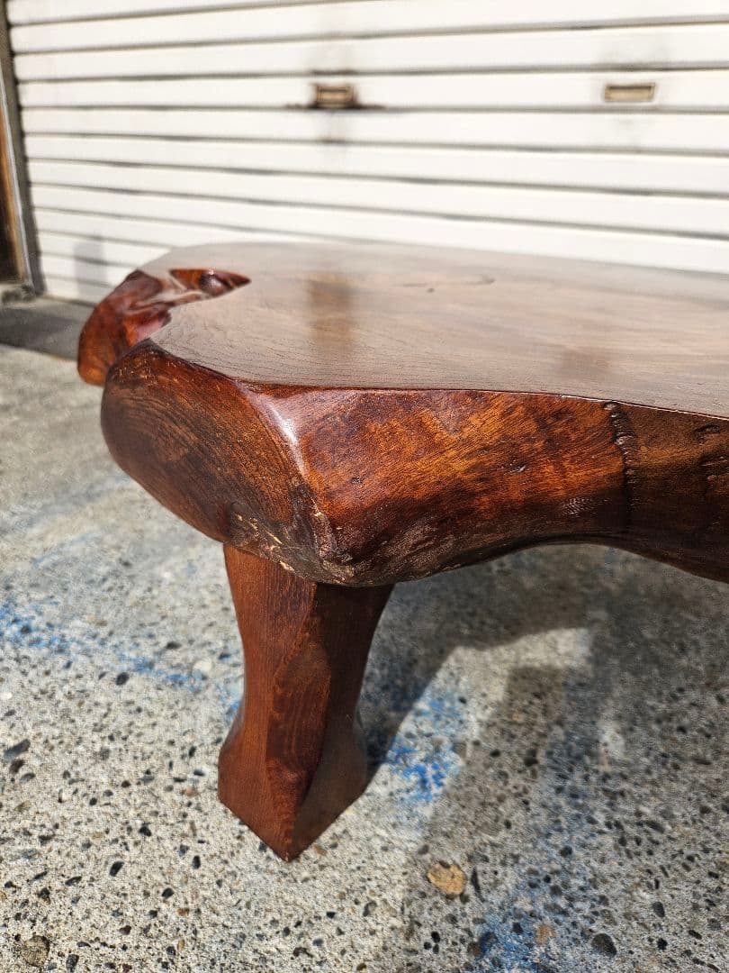 ジャパンヴィンテージ 一枚板の座卓 無垢材 天然木 一人用 ちゃぶ台 輪切り