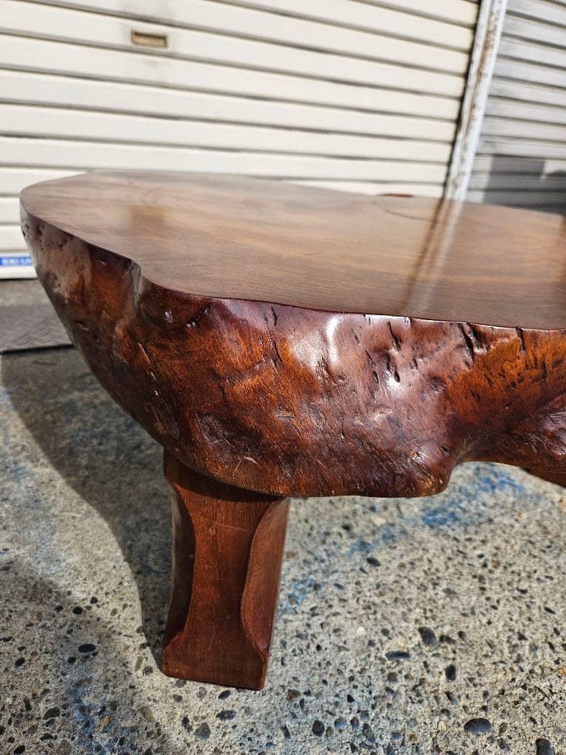 ジャパンヴィンテージ 一枚板の座卓 無垢材 天然木 一人用 ちゃぶ台 輪切り