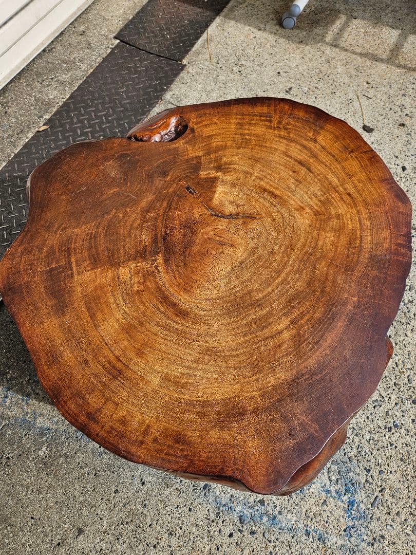 ジャパンヴィンテージ 一枚板の座卓 無垢材 天然木 一人用 ちゃぶ台 輪切り