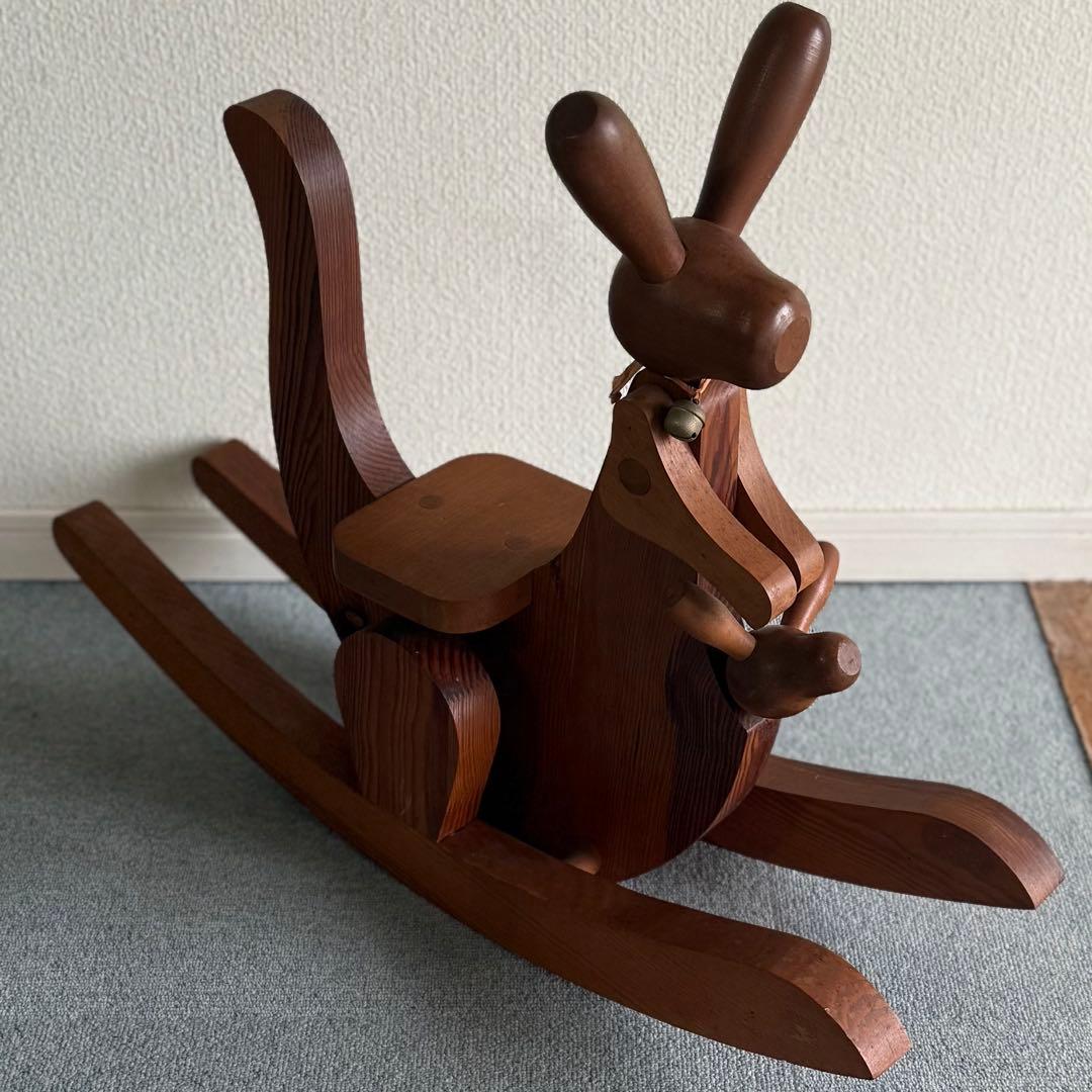 SNT1120 アンティーク カンガルー 木製 木馬 インテリア 昭和レトロ