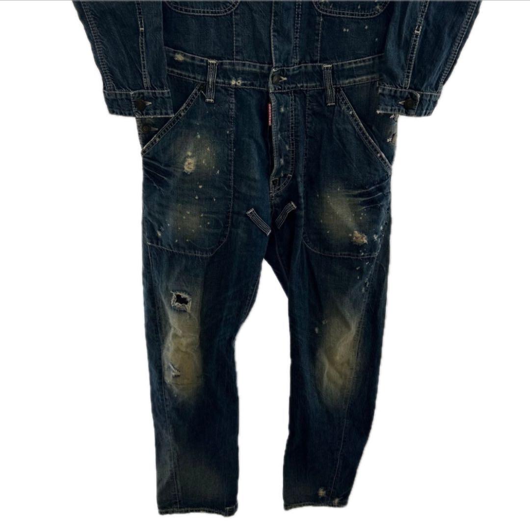 DSQUARED２　オーバーオール　サイズ44　デニム　ダメージ加工　長袖