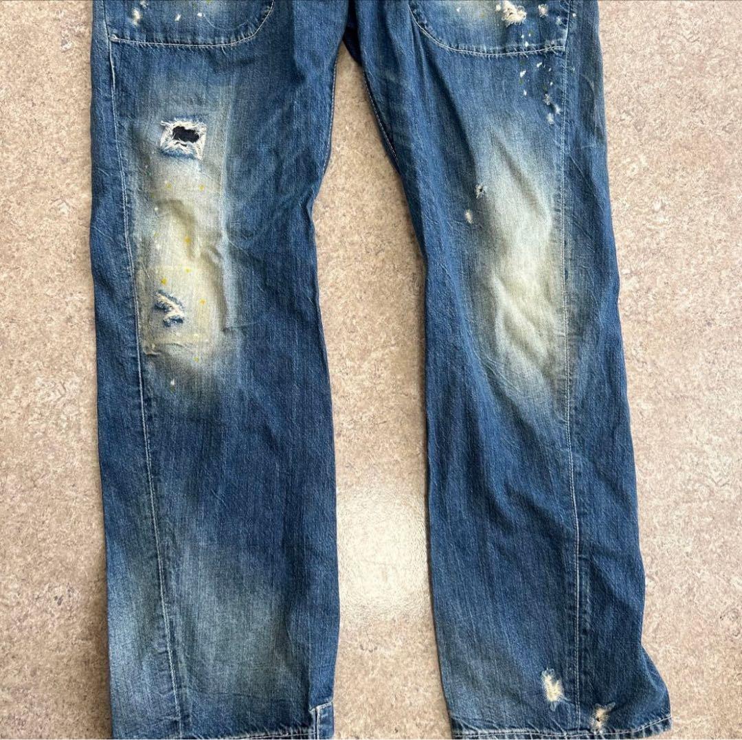DSQUARED２　オーバーオール　サイズ44　デニム　ダメージ加工　長袖