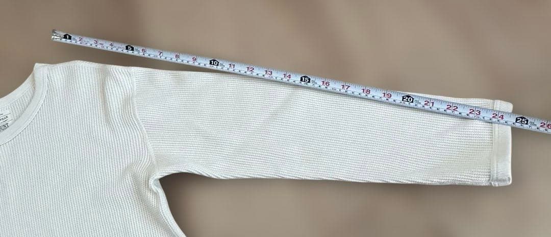 フルカウント　ワッフル　長袖　ホワイト　クリーム