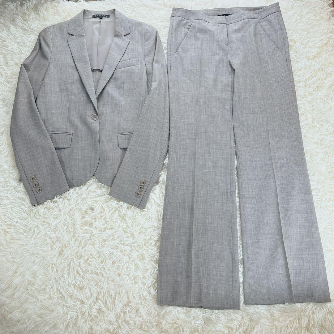 美品 セオリー スーツ セットアップ グレー ジャケット パンツ サイズ2