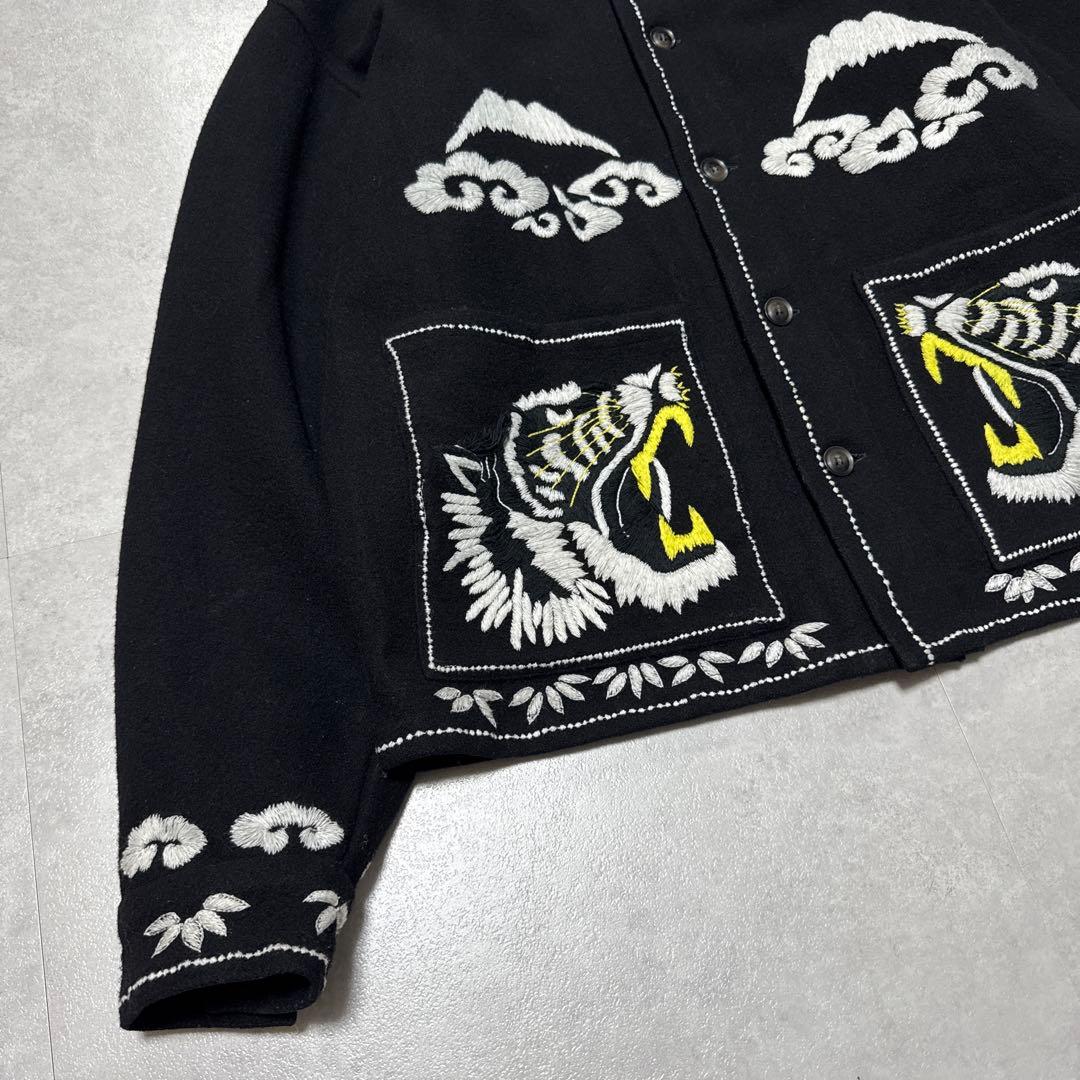 【即完】F-LAGSTUF-F ウールジャケット 虎 富士山 刺繍 スカジャン
