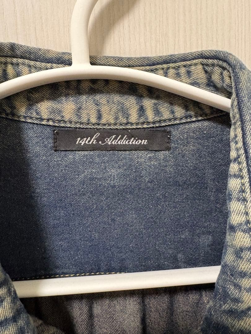 14thaddiction デニムシャツ サイズ2 M スリム フレイドヘム