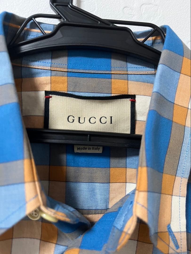 GUCCI Freya Hartas 刺繍 チェックシャツ メンズ 長袖 総柄