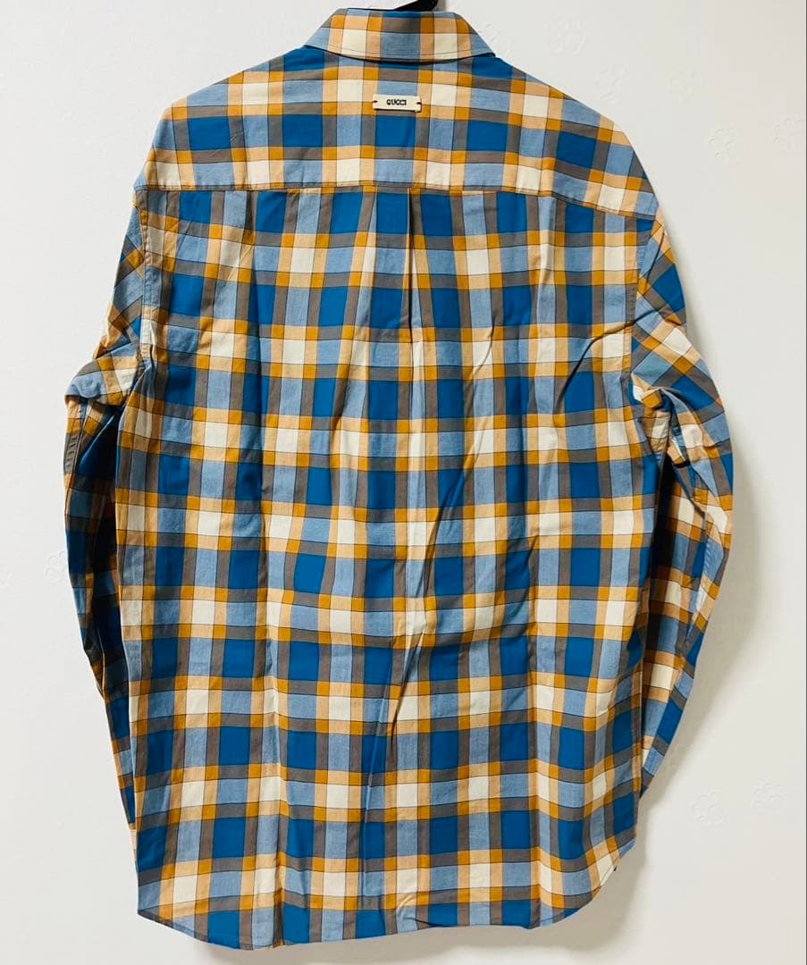 GUCCI Freya Hartas 刺繍 チェックシャツ メンズ 長袖 総柄