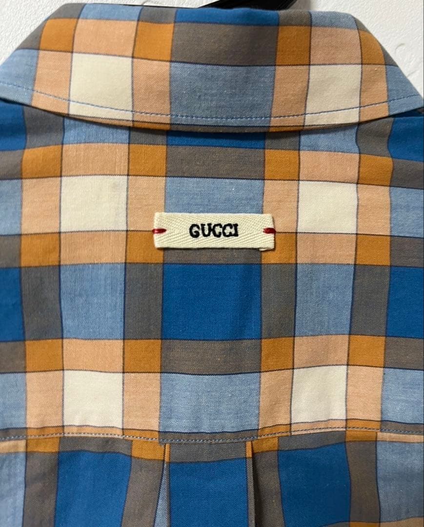 GUCCI Freya Hartas 刺繍 チェックシャツ メンズ 長袖 総柄