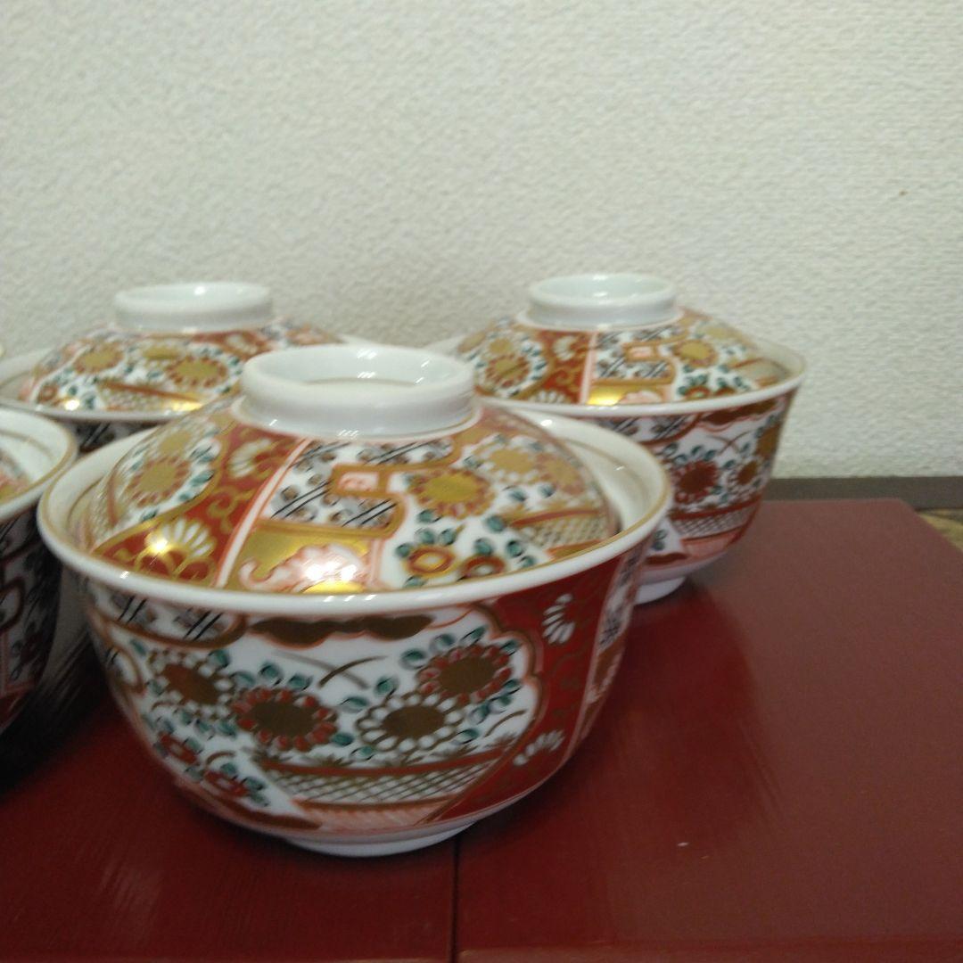 （専用）有田焼　龍峰窯　味楽錦蓋物碗揃　金彩赤絵　5客
