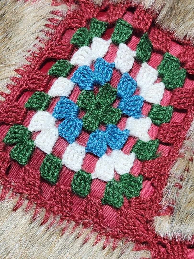 新品　希少　R100%　グラニースクエアニット　ファー付き　ロングスカート