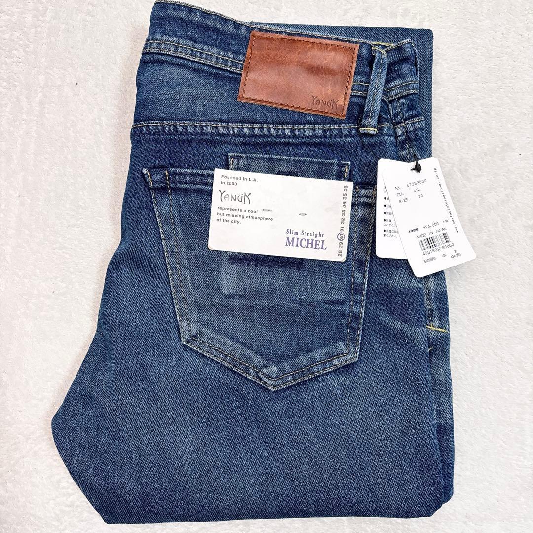 未使用級 YANUK MICHEL ミシェル 30 ストレッチ ヒゲ ハチノス