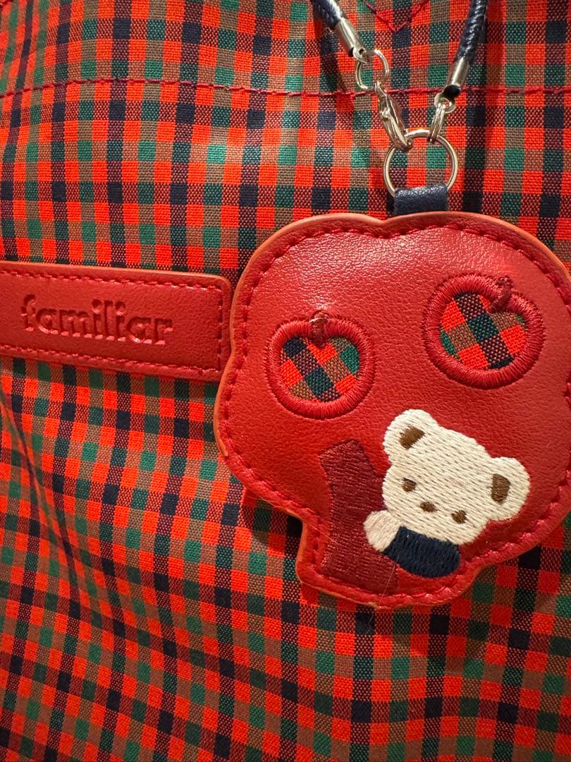 familiar 赤・緑 チェック トートバッグ