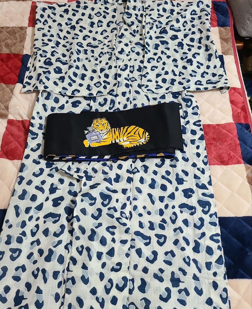 パメオポーズ　青レオパード浴衣　綿　万博やイベントや推し活にも！