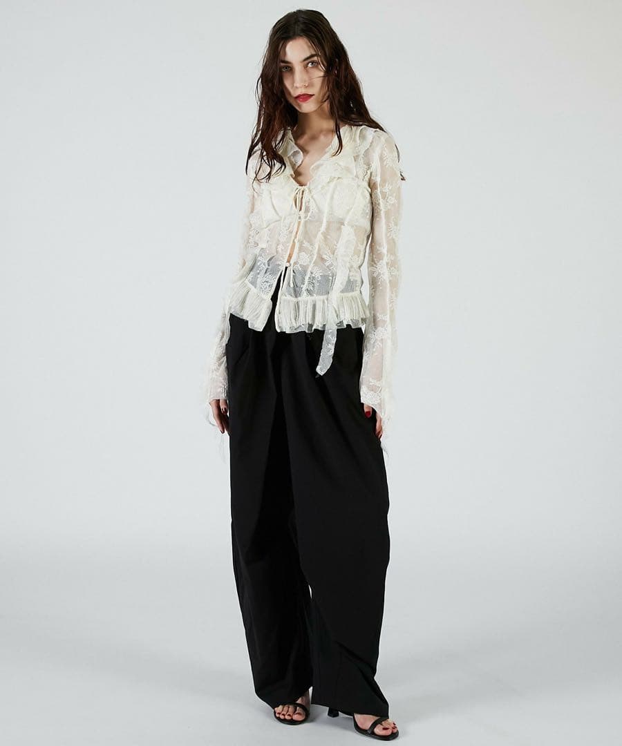 最終お値下 prankproject レースラッフルブラウス