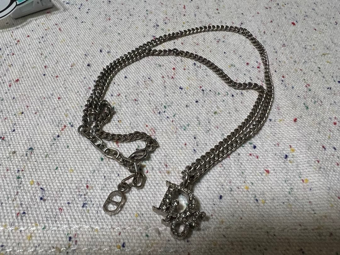 Dior ロゴチャーム ネックレス　オブリーク　ジルコニア