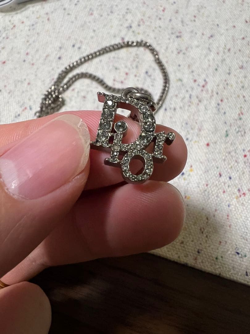 Dior ロゴチャーム ネックレス　オブリーク　ジルコニア