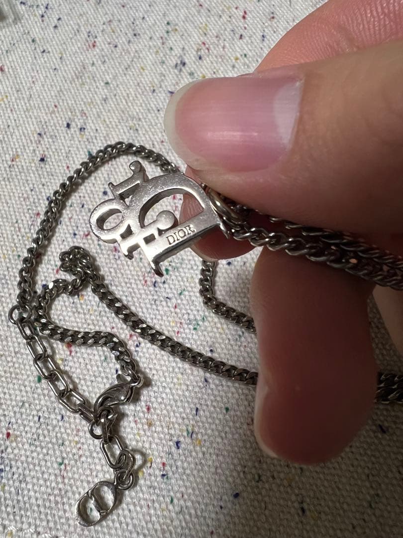 Dior ロゴチャーム ネックレス　オブリーク　ジルコニア