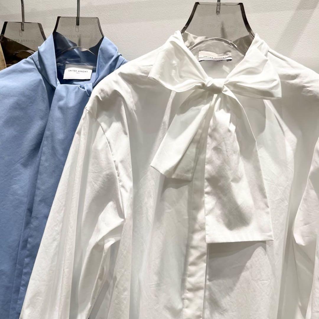 美品 ユナイテッドアローズ TOKYO 2万 ボウタイブラウス ホワイト 520