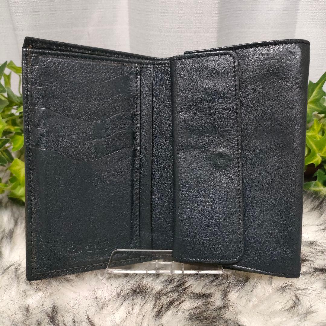 希少 イルビゾンテ 2つ折り財布 ミディアムウォレット ネイビー レザー 革 紺