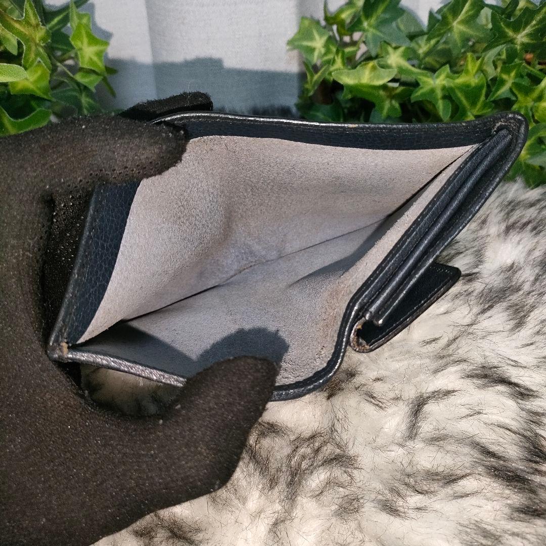 希少 イルビゾンテ 2つ折り財布 ミディアムウォレット ネイビー レザー 革 紺