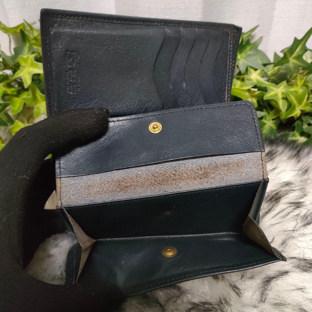 希少 イルビゾンテ 2つ折り財布 ミディアムウォレット ネイビー レザー 革 紺