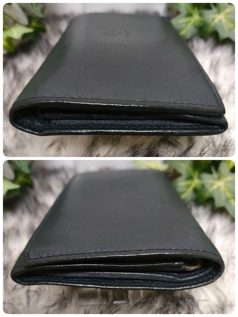 希少 イルビゾンテ 2つ折り財布 ミディアムウォレット ネイビー レザー 革 紺