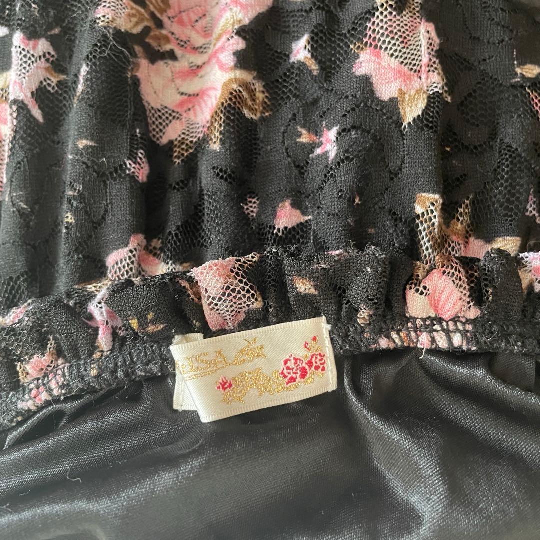 00s LIZLISA 旧タグ 総レースリボンオフショルパフワンピ 姫ギャル