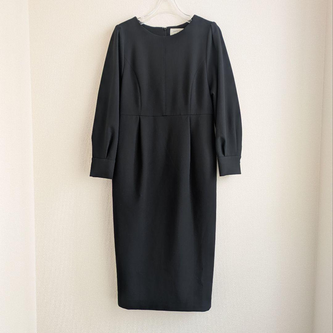 グリーンレーベルリラクシング ダブルクロス ワンピース 長袖ワンピース 黒