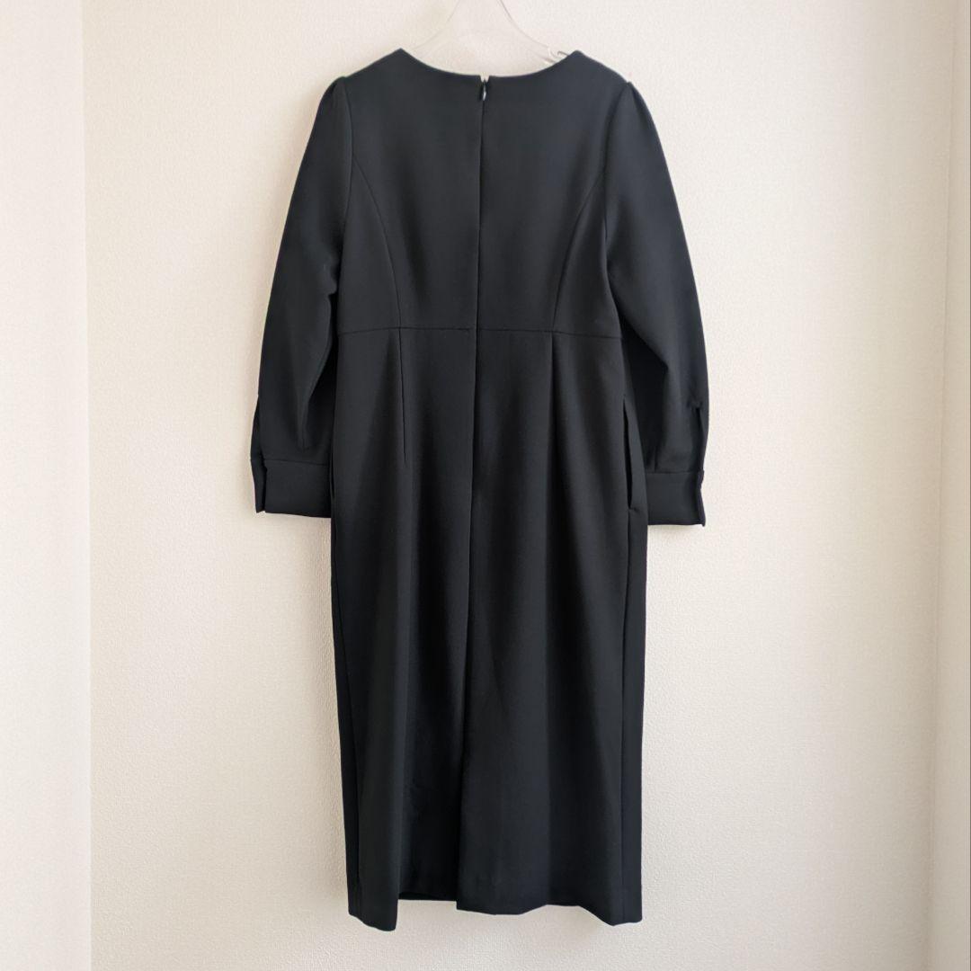 グリーンレーベルリラクシング ダブルクロス ワンピース 長袖ワンピース 黒