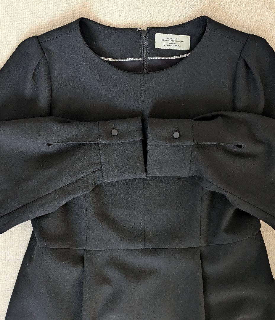 グリーンレーベルリラクシング ダブルクロス ワンピース 長袖ワンピース 黒