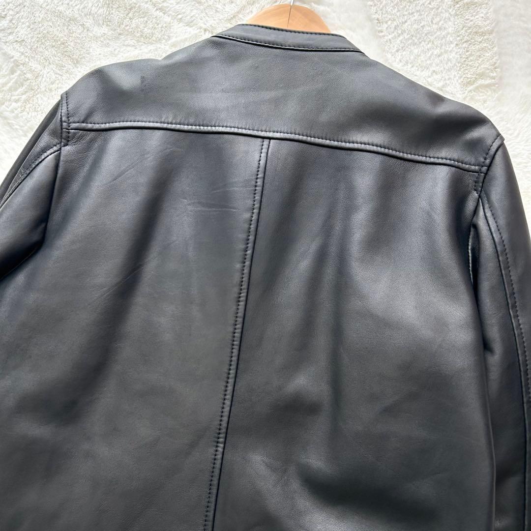 【美品 XL】UNITED TOKYO シングルライダースジャケット　羊革　黒