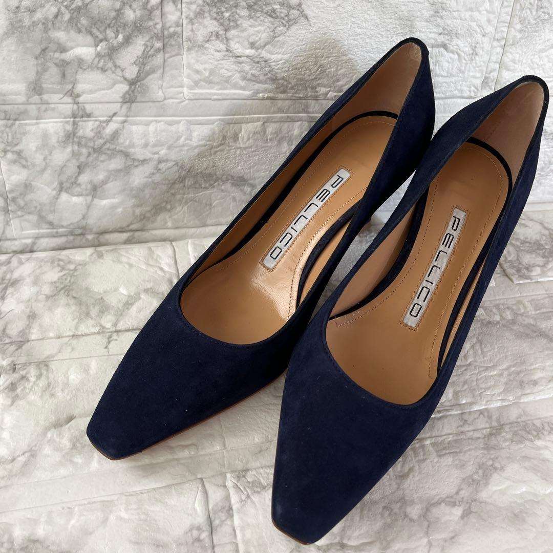 美品⭐︎PELLUCO ペリーコ　ネイビー スエード パンプス　35