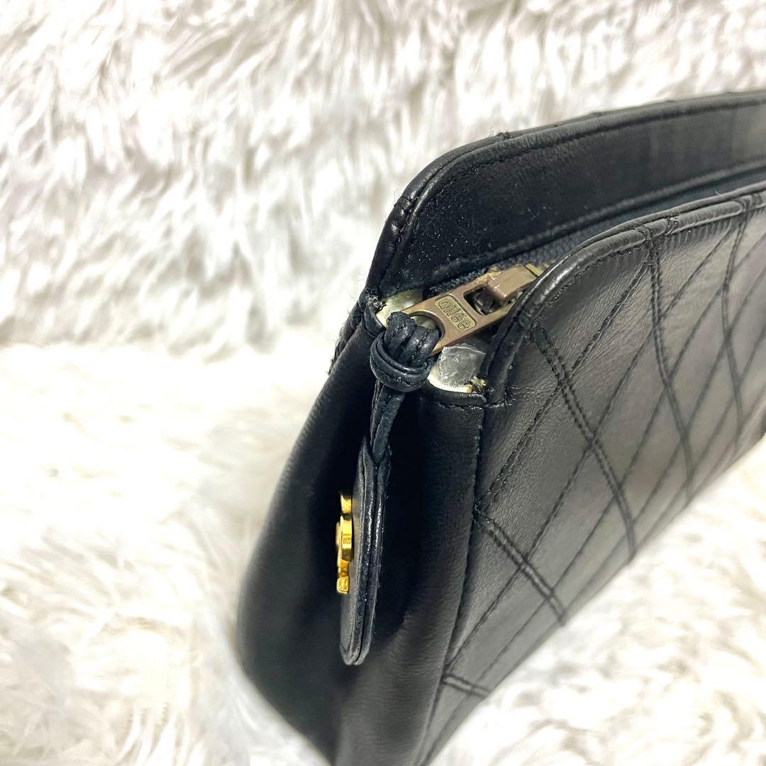 【美品】シャネル ビコローレ マトラッセ ポーチ レザー ココマーク ロゴ金具