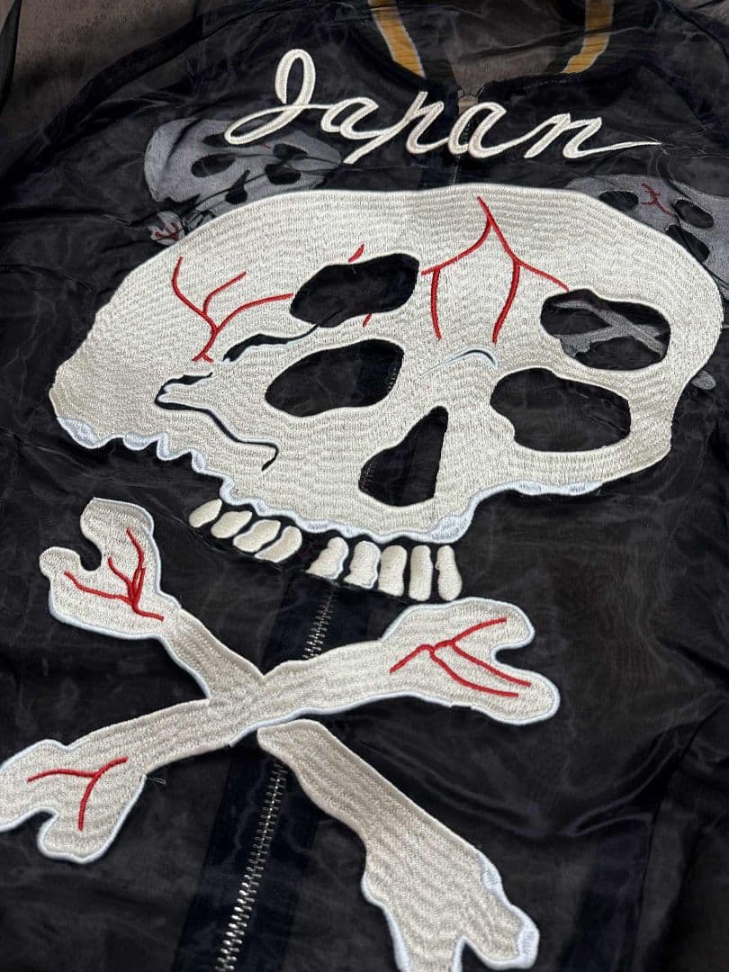 未使用 スカル vintage メッシュ生地 スカジャン unisex 美品
