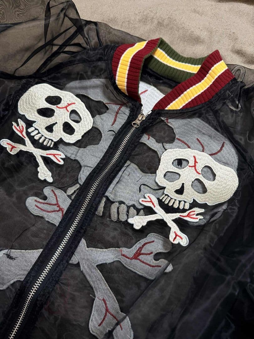 未使用 スカル vintage メッシュ生地 スカジャン unisex 美品