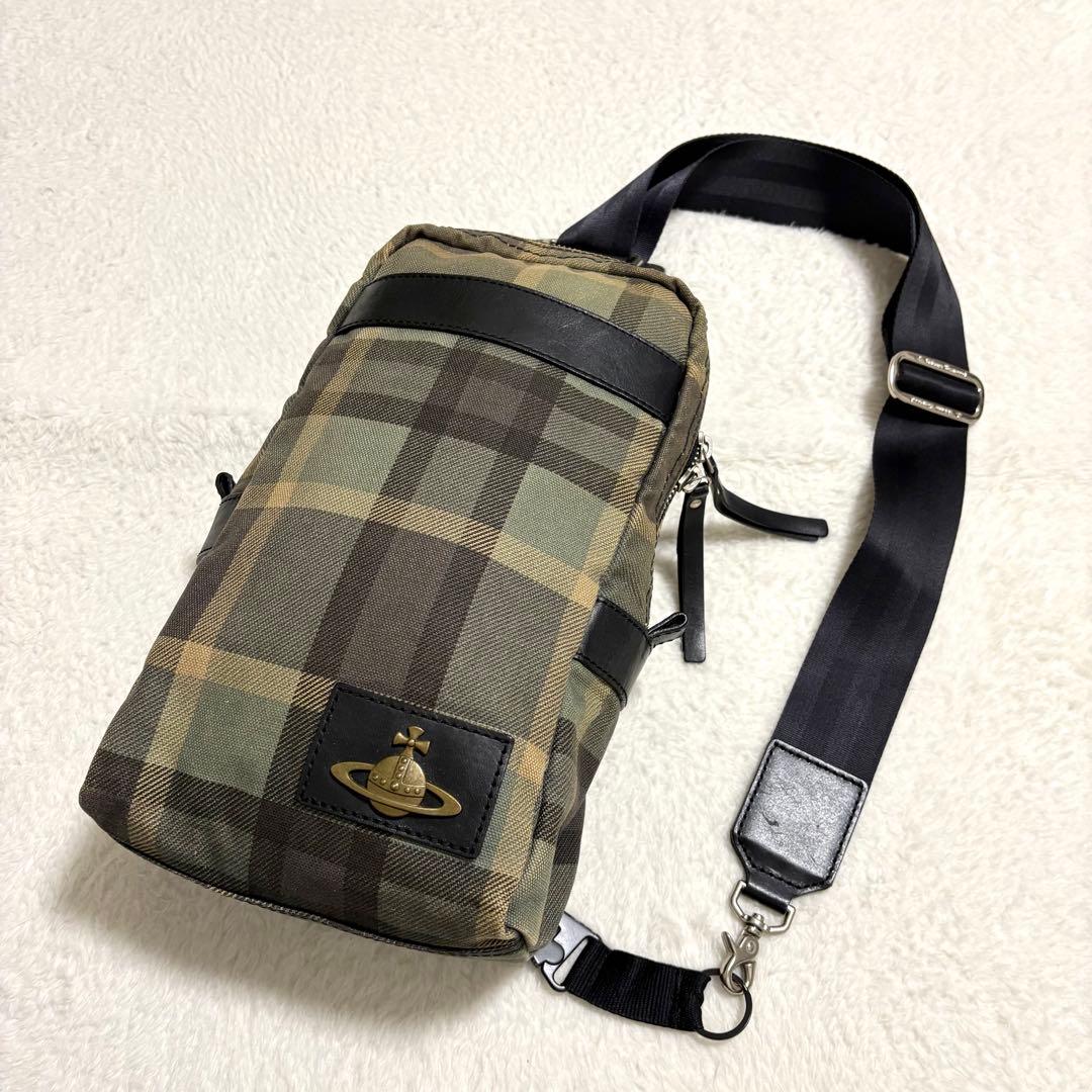 ヴィヴィアンウエストウッド キャンバス×レザー ワンショルダー ボディーバッグ