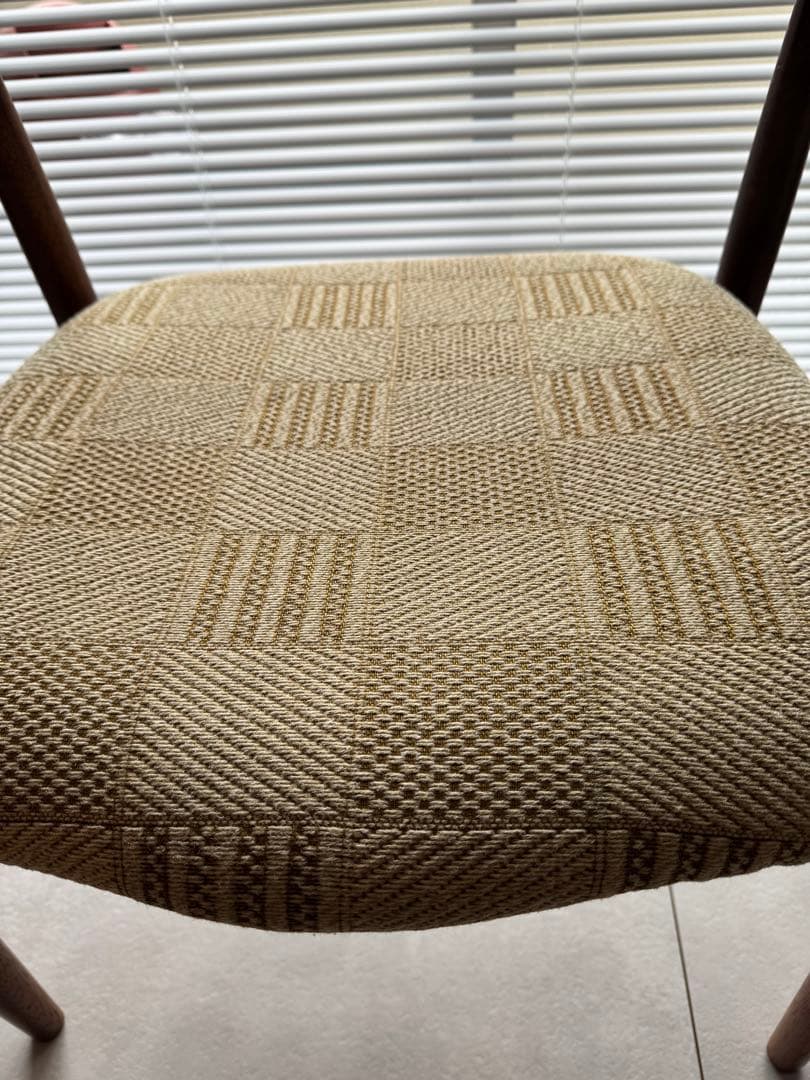 ミッドセンチュリー 木製 椅子 チェック柄