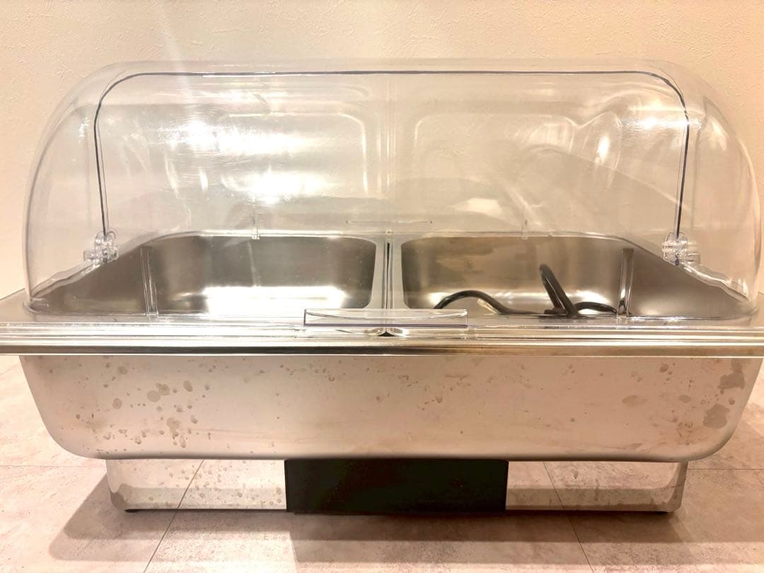 未使用　電気調理器 2槽式 600W ステンレス製トレイ付き