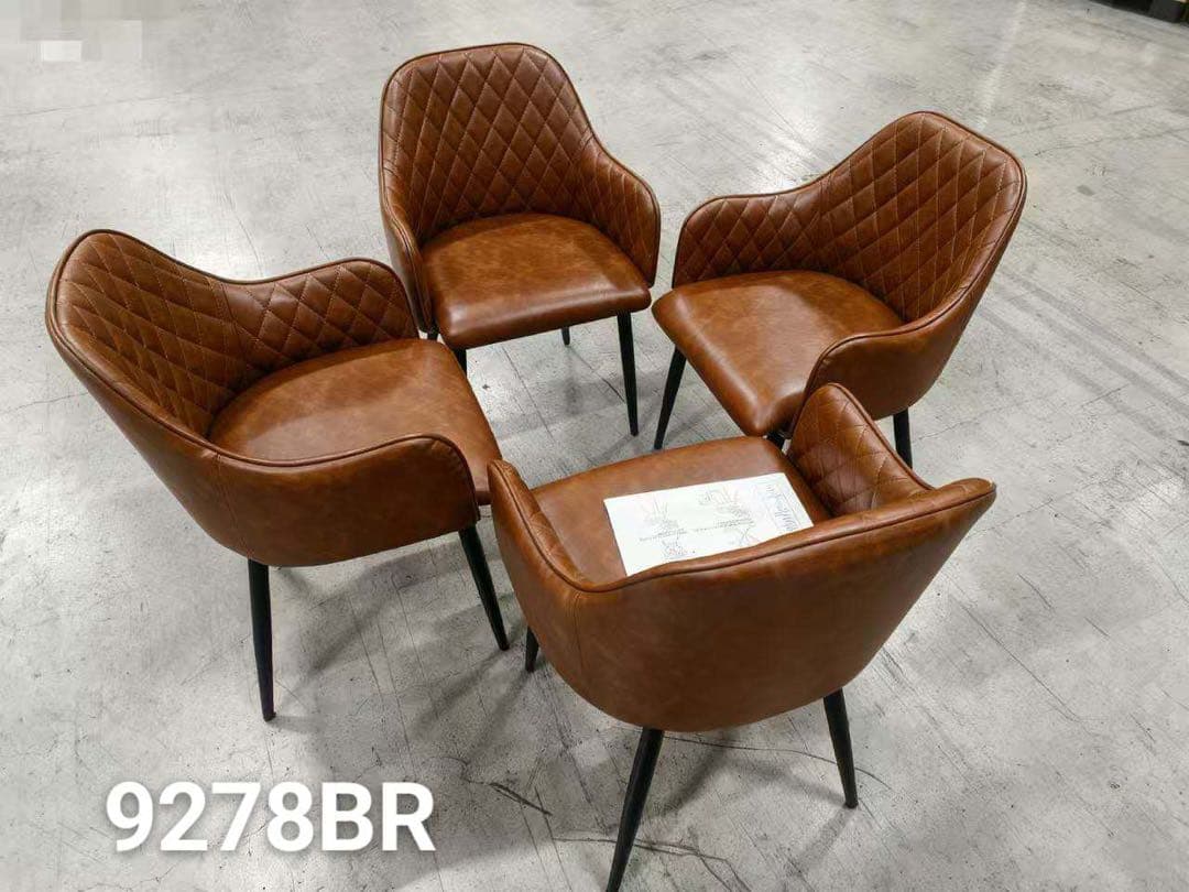 新品高級感レザーファブリックダイニングチェア4脚セットスチール脚北欧風おしゃれ