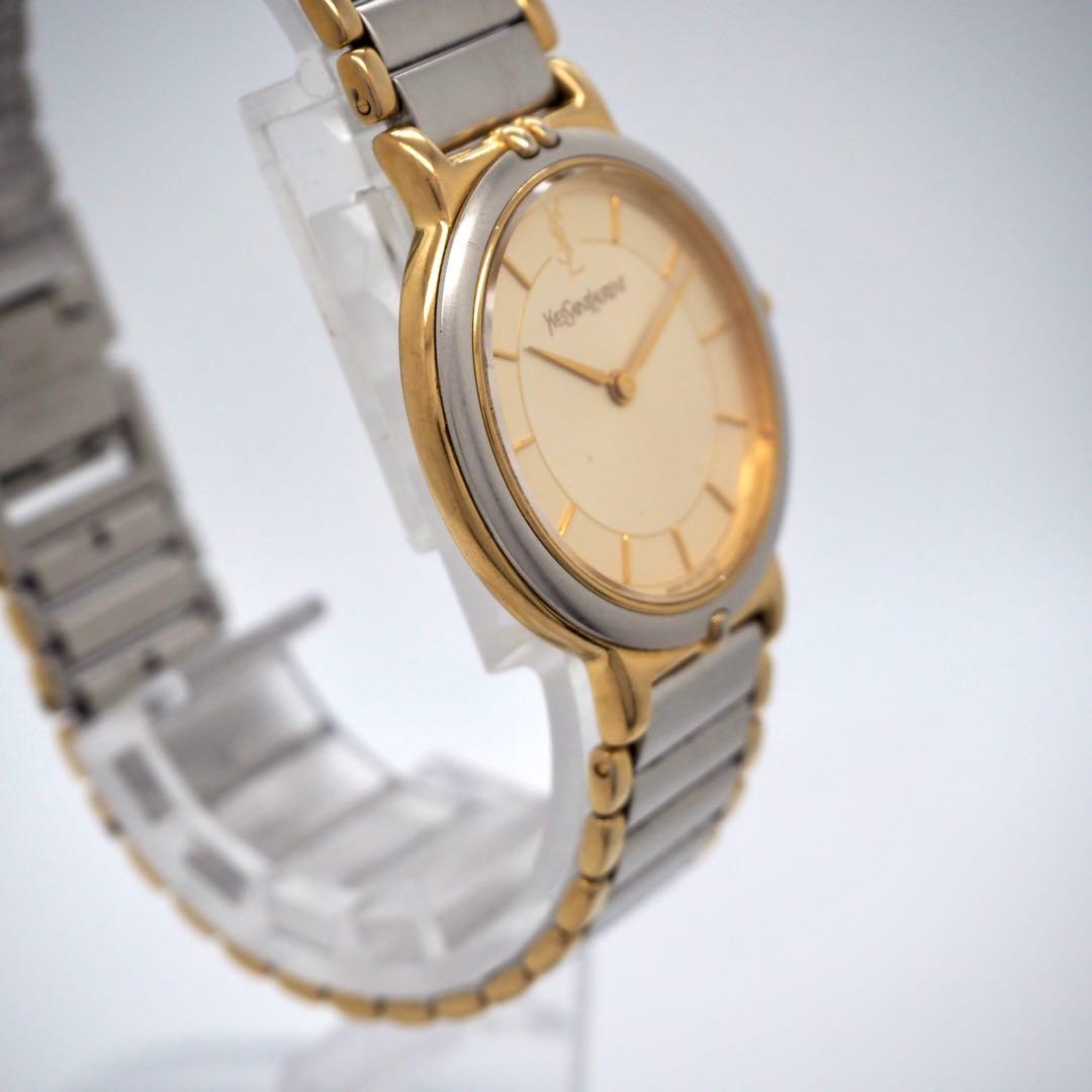 419 稼働【美品】イヴサンローラン時計　箱付き シルバー ゴールド レディース