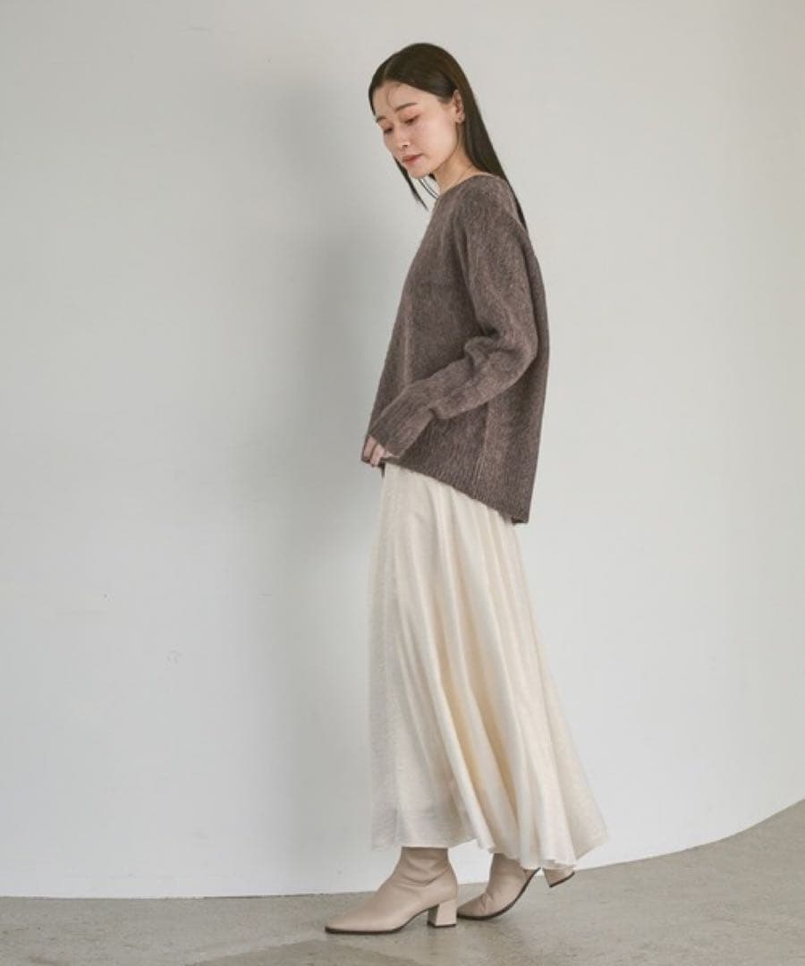 【新品】apart by ハクプリントキリカエフレアスカート アイボリー