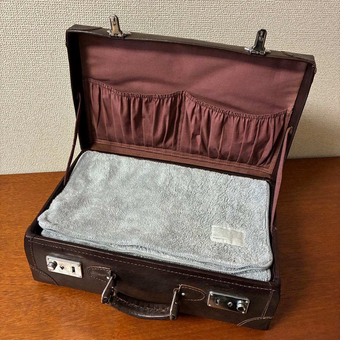 美品 トランク ダークブラウン 革製 ヴィンテージ アンティーク 鍵付き カバン